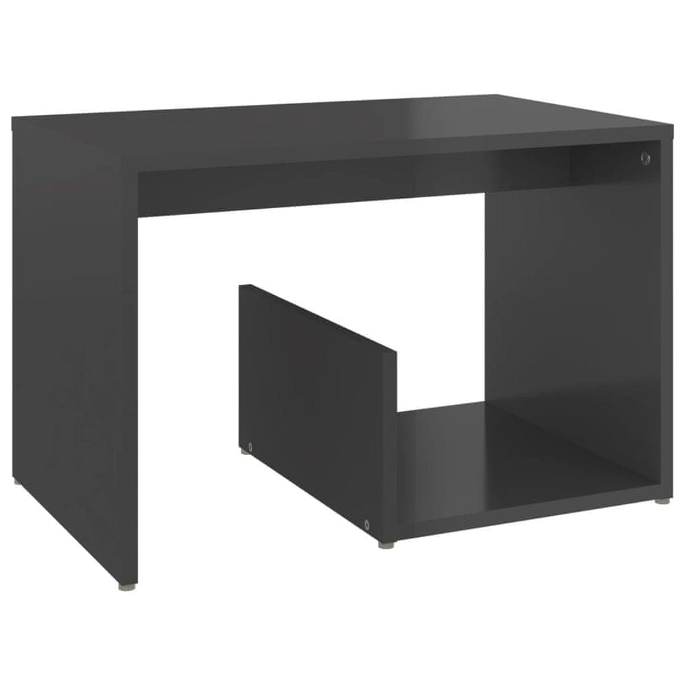 Vidaxl Príručný stolík, lesklý sivý 59x36x38 cm, kompozitné drevo
